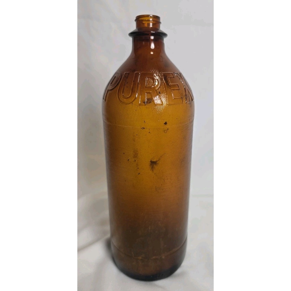 Vintage Amber Glass Purex Bleach Bottle 1940s-1950s *No Lid*